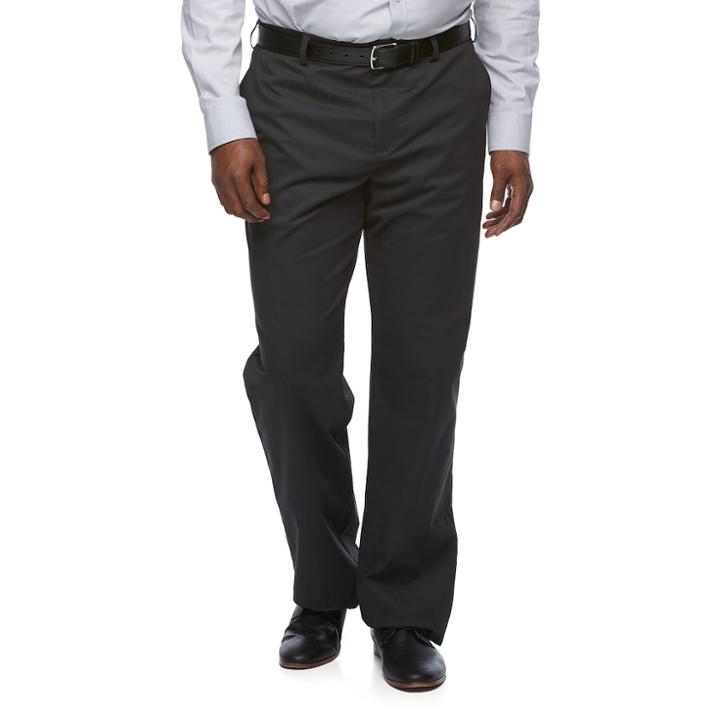 Big & Tall Croft & Barrow&reg; Relaxed-fit Easy-care Stretch Pleated Khaki Pants, Men's, Size: 50x32, Black