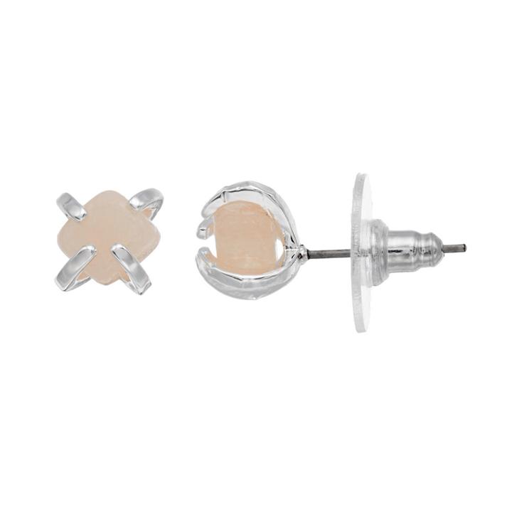 Lc Lauren Conrad Pink Quartz Nickel Free Stud Earrings, Women's