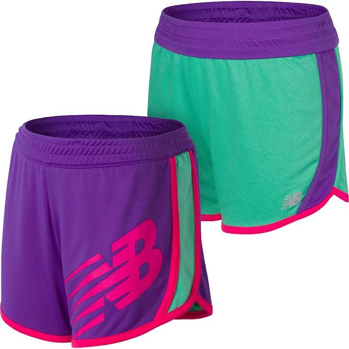 Girls 7-16 New Balance Reversible Performance Shorts, Girl's, Size: Large, Brt Purple