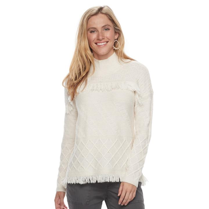 Petite Sonoma Goods For Life&trade; Cable Knit Mockneck Sweater, Women's, Size: L Petite, White Oth