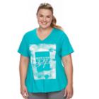 Plus Size Tek Gear&reg; Easy Graphic V-neck Workout Tee, Women's, Size: 3xl, Turquoise/blue (turq/aqua)