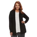 Plus Size Apt. 9&reg; Ribbed Cardigan, Women's, Size: 0x, Black