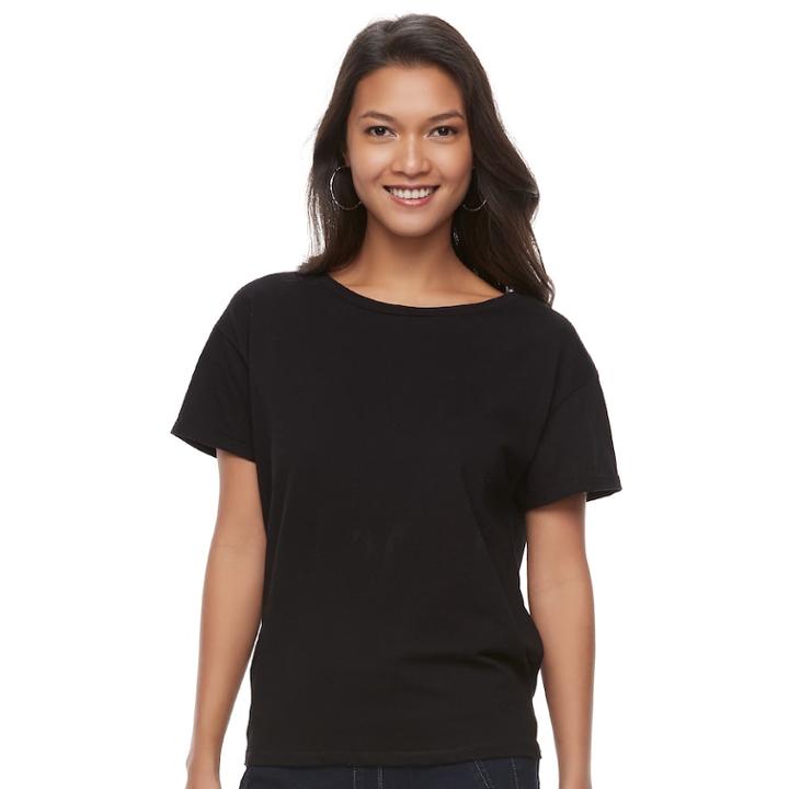 Women's Olivia Sky Tie Back Tee, Size: Large, Black