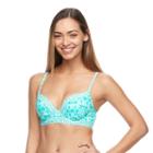 Women's Aqua Couture Bust Enhancer Ikat Underwire Bikini Top, Size: Large, Med Blue
