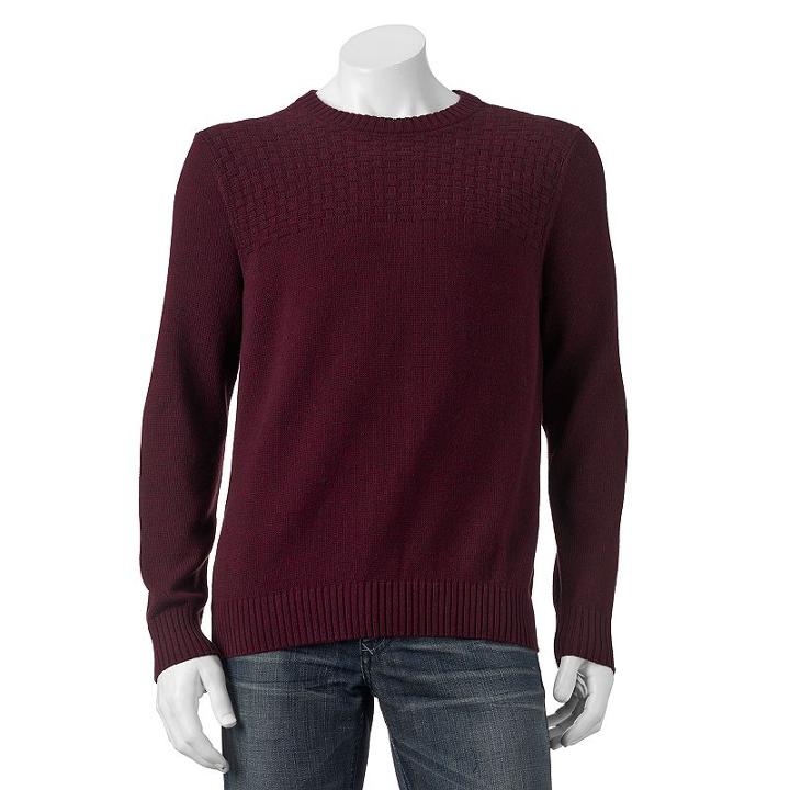 Big & Tall Croft & Barrow&reg; Basketweave Crewneck Sweater, Men's, Size: 4xb, Purple Oth