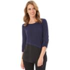 Women's Apt. 9&reg; Colorblock Asymmetrical Top, Size: Xlrg Av/rg, Blue (navy)