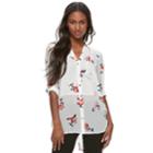 Juniors' Candie's&reg; Print Split-back Hem Blouse, Teens, Size: Medium, White