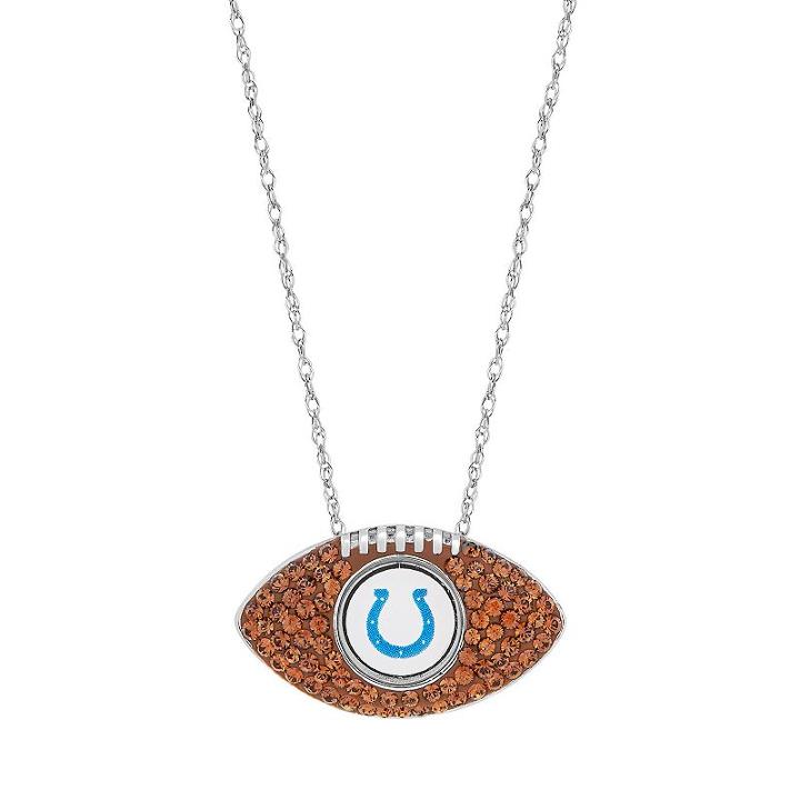 Sterling Silver Crystal Indianapolis Colts Football Pendant, Women's, Brown