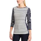 Women's Chaps Striped Contrast-panel Tee, Size: Xs, Blue