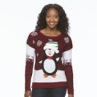 Women's Christmas Crewneck Sweater, Size: Xxl, Red Overfl