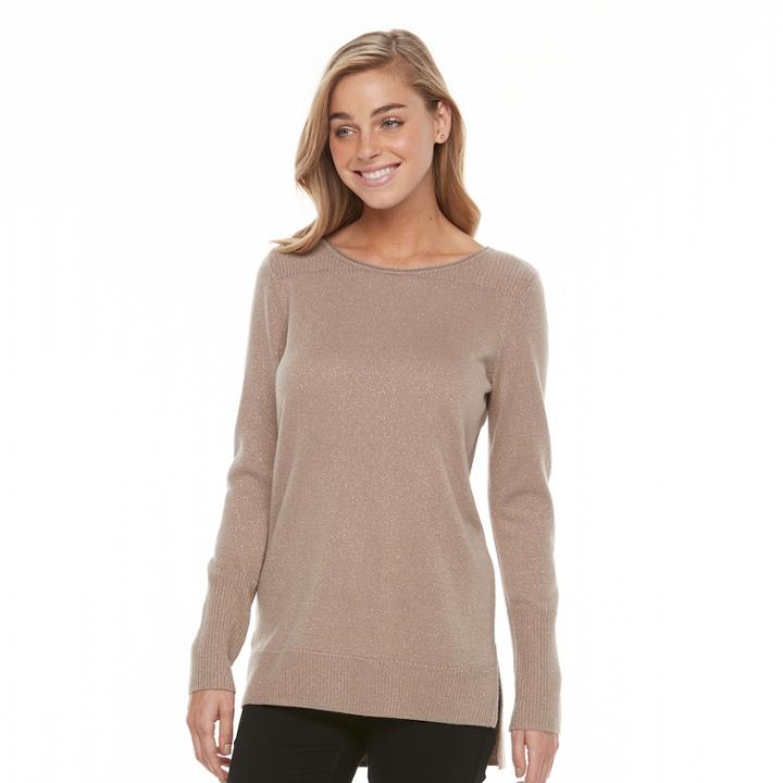 Women's Apt. 9&reg; Metallic Crewneck Sweater, Size: Small, Brown Oth