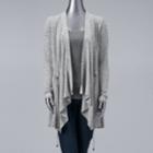 Petite Simply Vera Vera Wang Cozy Drawstring Cardigan, Women's, Size: Xl Petite, Light Grey