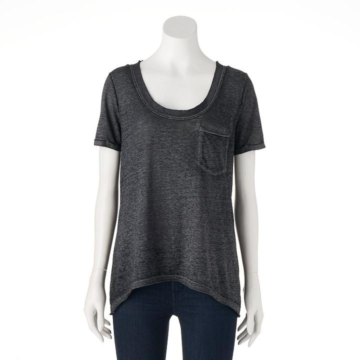 Women's Rock & Republic® Burnout Tee, Size: Large, Med Grey