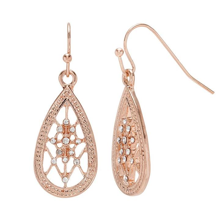 Lc Lauren Conrad Simulated Crystal Teardrop Earrings, Women's, Light Red