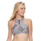 Juniors' Malibu Paisley High-neck Halter Bikini Top, Size: Small, Ovrfl Oth