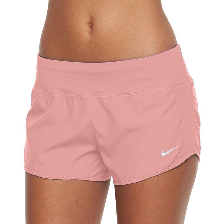 Women's Nike Crew Running Shorts, Size: Large, Drk Orange