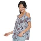 Juniors' Love, Fire Cold Shoulder V-neck Tee, Girl's, Size: Medium, Light Blue