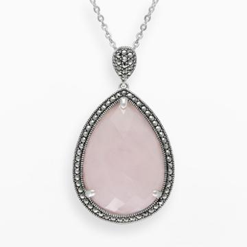 Lavish By Tjm Sterling Silver Rose Quartz Halo Teardrop Pendant, Women's, Size: 18, Pink