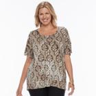Plus Size Dana Buchman Dolman Mixed-media Top, Women's, Size: 3xl, Beig/green (beig/khaki)