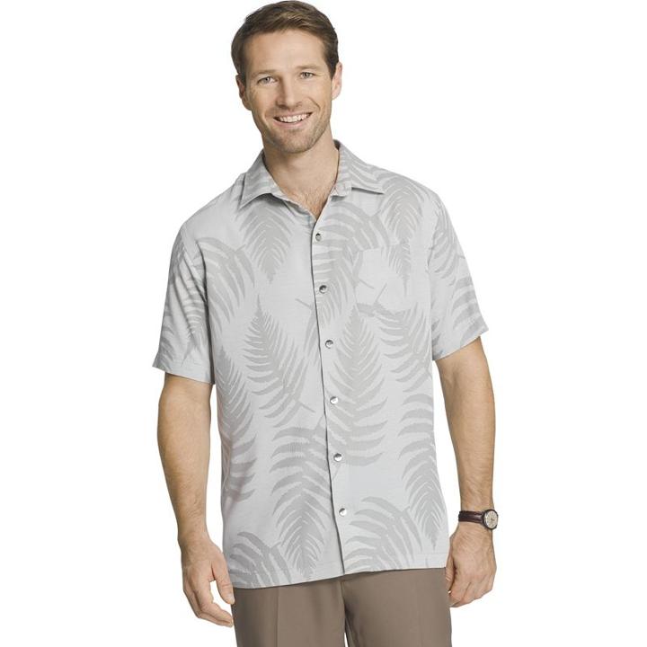 Men's Van Heusen Classic-fit Leaf Jacquard Button-down Shirt, Size: Xl, Grey