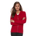 Women's Croft & Barrow&reg; Chevron Bomber Sweater, Size: Large, Dark Red