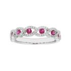 14k White Gold 1/4 Carat T.w. Diamond & Ruby Braided Ring, Women's, Size: 6.50, Red