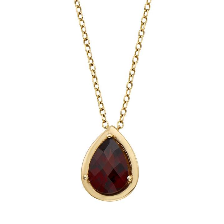 Garnet 14k Gold Teardrop Pendant Necklace, Women's, Size: 16, Red