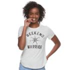 Juniors' Modern Lux Weekend Warrior Graphic Tee, Teens, Size: Medium, White