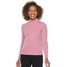 Petite Napa Valley Mockneck Sweater, Women's, Size: L Petite, Med Pink