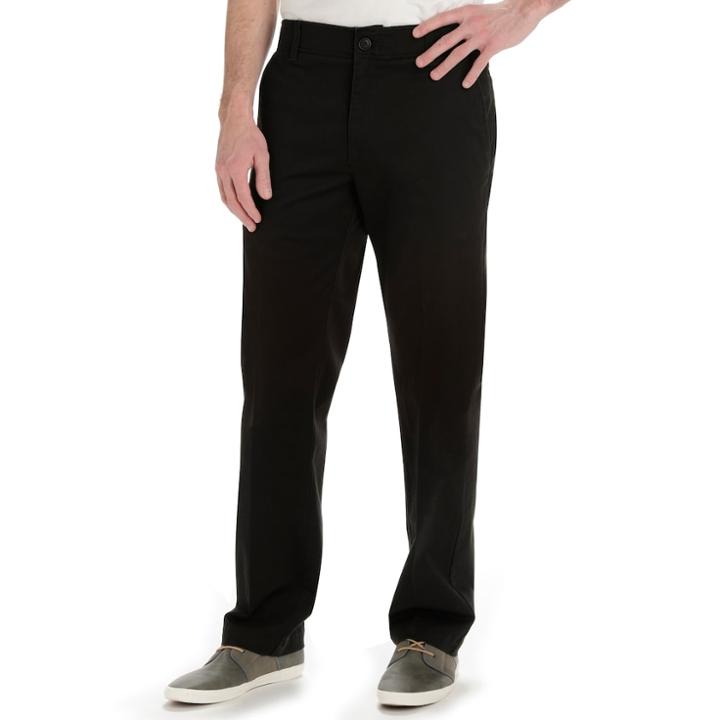 Men's Lee Performance Series Extreme Comfort Khaki Straight-fit Flat-front Pants, Size: 38x32, Black