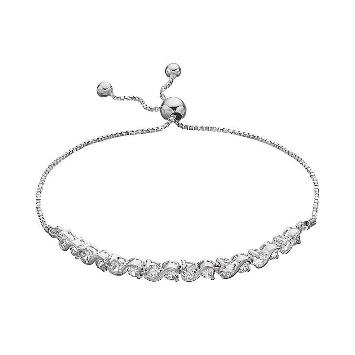 Silver-plated Cubic Zirconia Bracelet, Women's, White