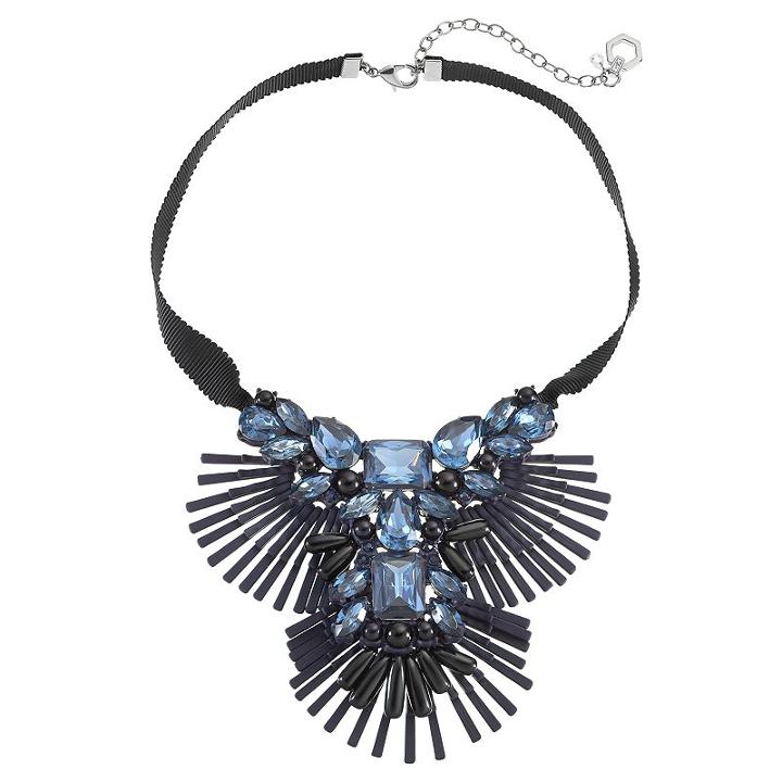 Simply Vera Vera Wang Blue Stone Fringe Ribbon Statement Necklace, Women's, Multicolor