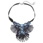 Simply Vera Vera Wang Blue Stone Fringe Ribbon Statement Necklace, Women's, Multicolor