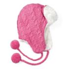 Sijjl, Women's Cable-knit Trapper Hat, Pink