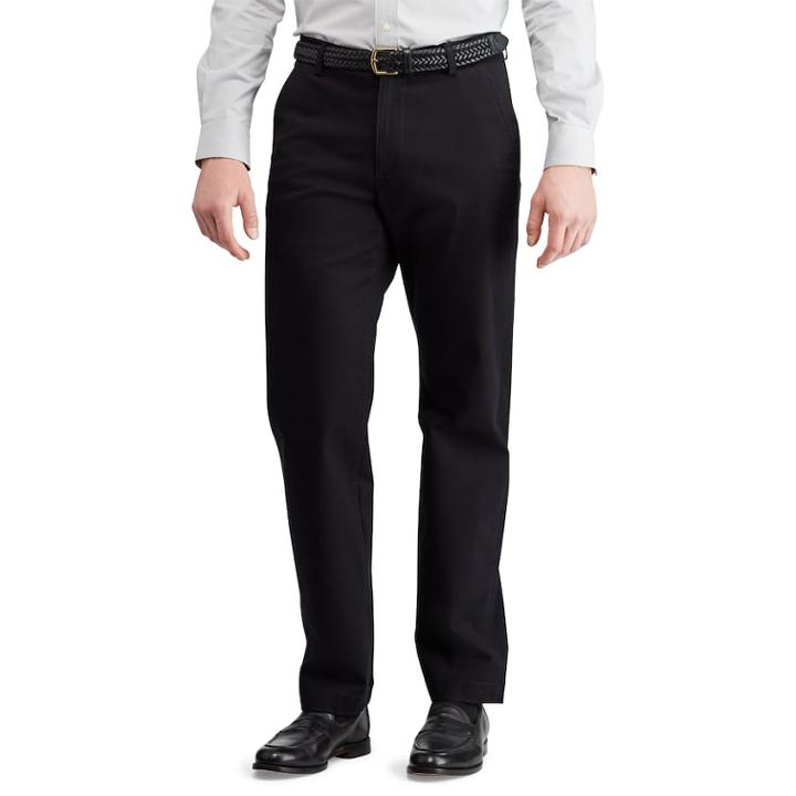 Men's Chaps Straight-fit Stretch Twill Flat-front Pants, Size: 36x34, Blue (navy)