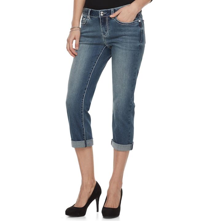 Women's Apt. 9&reg; Embellished Capri Jeans, Size: 6, Blue