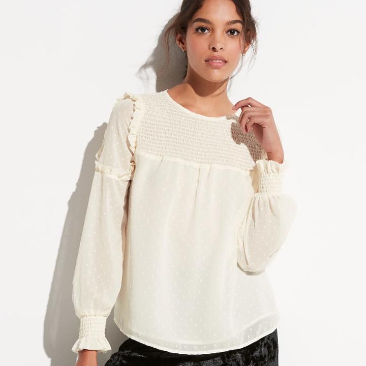 K/lab Smocked Yoke Top, Size: Xs, White