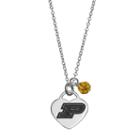 Fiora Sterling Silver Purdue Boilermakers Heart Pendant Necklace, Women's, Size: 18, Yellow