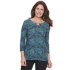 Women's Croft & Barrow&reg; Jacquard Metal-accent Top, Size: Small, Med Blue