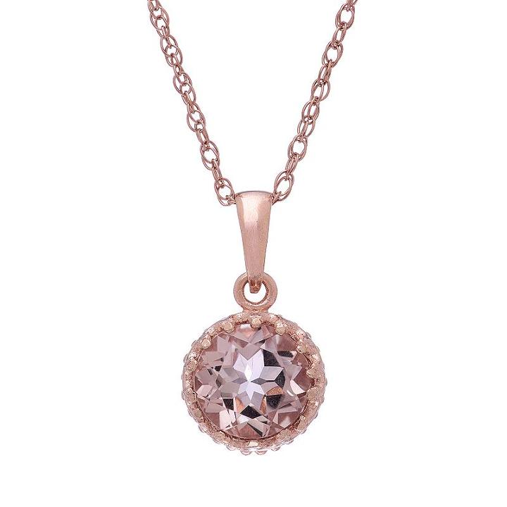 Tiara 14k Rose Gold Over Silver Simulated Morganite Pendant, Women's, Size: 18, Pink
