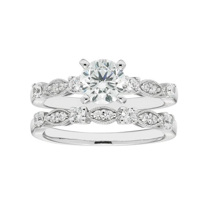 Boston Bay Diamonds 14k White Gold 1 3/8 Carat T.w. Igl Certified Diamond Engagement Ring Set, Women's, Size: 7.50