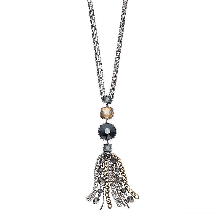 Simply Vera Vera Wang Long Tri Tone Multi Strand Tassel Necklace, Women's, Multicolor
