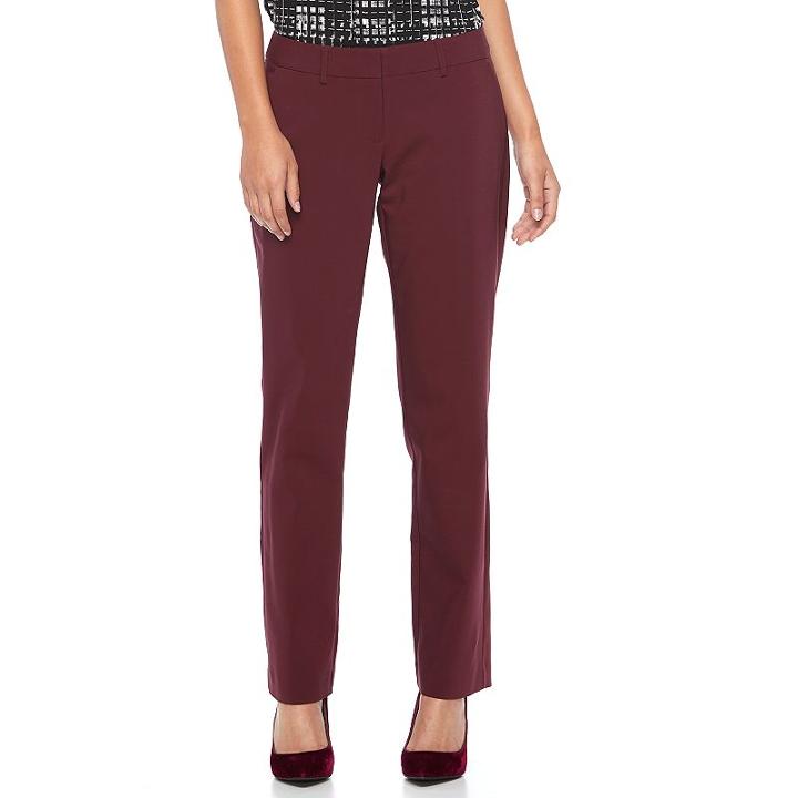 Women's Apt. 9&reg; Torie Straight-leg Dress Pants, Size: 6 Short, Red