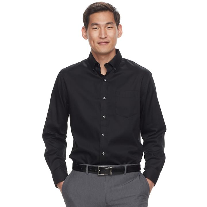 Men's Croft & Barrow&reg; Classic-fit Easy-care Button-down Shirt, Size: Xl, Black