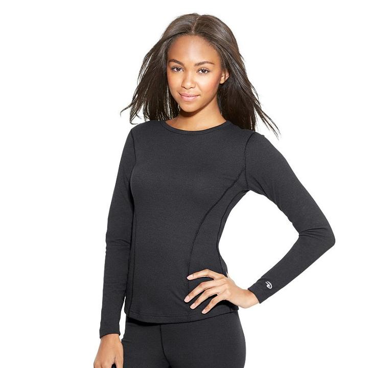 Women's Champion Thermal Crewneck Base Layer Top, Size: Medium, Black