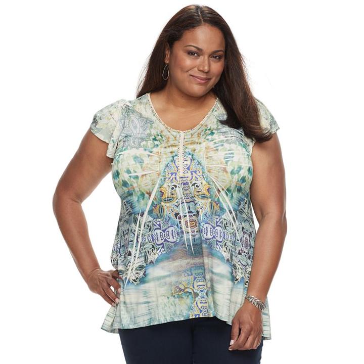 Plus Size World Unity Printed Sublimation Tee, Women's, Size: 1xl, Med Green