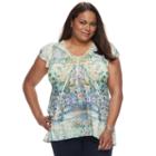 Plus Size World Unity Printed Sublimation Tee, Women's, Size: 1xl, Med Green