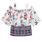 Girls 7-16 Rewind Off Shoulder Patterned Smocked Top, Girl's, Size: Small, Orange Oth
