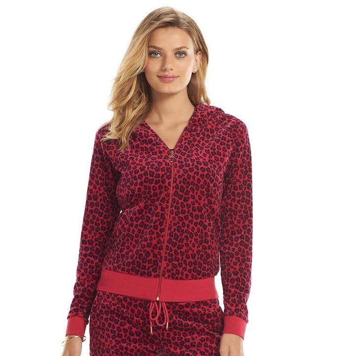 Juicy Couture Leopard Print Velour Hoodie - Women's, Size: Xs, Med Red