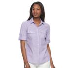 Women's Croft & Barrow&reg; Roll-tab Shirt, Size: Xxl, Med Purple